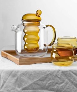 Bulbo Colored Glass Tea Pot & Cup