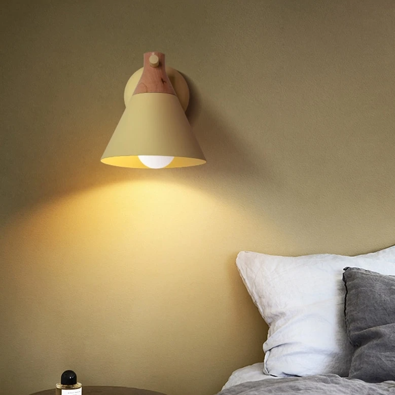 Colored Bell Metal & Wood LED Wall Light