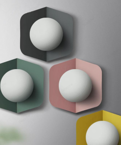 Colored Geometric Plate & Globe Wall Light