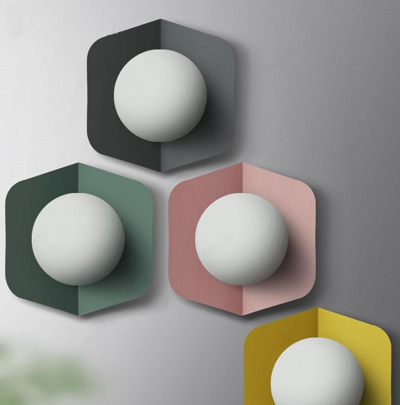 Colored Geometric Plate & Globe Wall Light - Final Sale