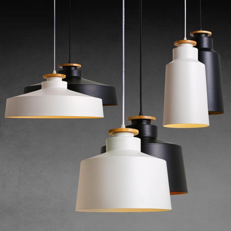 Contrast Metal & Wood Pendant Lights
