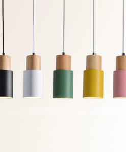 Ingrid Wood & Metal Cylinder Pendant Light