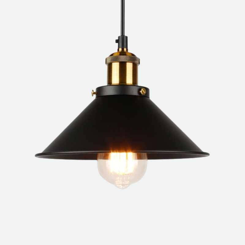 Jett Black & Brass Metal Industrial Pendant Light - Final Sale