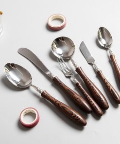Retro Swirl Wood Flatware 4 Pc Set