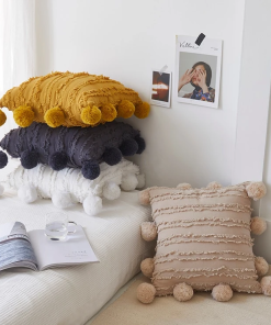 Ruffles and Poms Cushion Cover