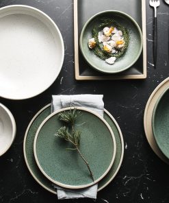 Vintage Jade Ceramic Dinner Plate and Bowl