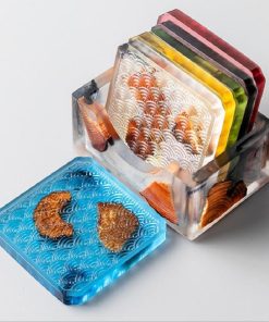 Wood & Colored Resin Coasters 6pc Set